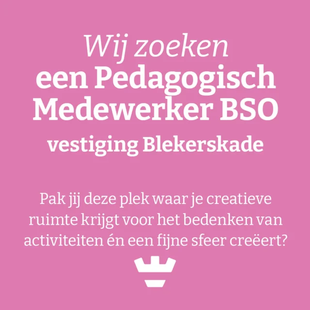 𝙒𝙖𝙩 𝙜𝙖 𝙟𝙚 𝙙𝙤𝙚𝙣?

🏡Onze vestiging aan de Blekerskade is een BSO in de St. Adelbertusschool. Wij werken al jaren op een enorm prettige, professionele en vooruitstrevend basis samen met de St. Adelbertusschool. Bij ons staat themagericht werken centraal waarmee we kinderen uitdagen, laten leren en stimuleren. 

💡Op deze plek is er volop ruimte voor eigen inbreng, creativiteit en het bedenken van activiteiten voor zowel in de school- als de vakantieweken. Vind je dit een leuk aspect van je werk? Dan zit je goed bij de Blekerskade. 

👉 Wil je meer weten over deze functie, of beter nog om meteen te solliciteren, klik dan op de link in bio.

#pedagogischmedewerker #pedagogischmedewerkers #buitenschoolseopvang #solliciteer #kinderopvang #nieuweuitdaging #kinderen